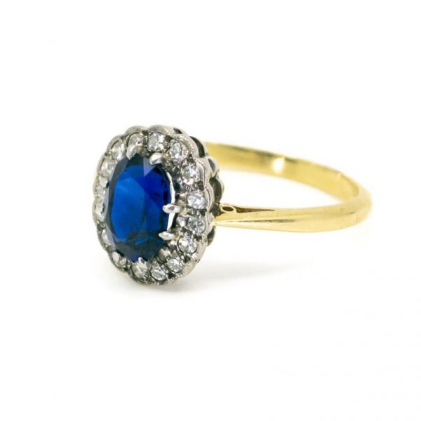 Antique Victorian Sapphire and Diamond Oval Cluster Ring, 1.90cts