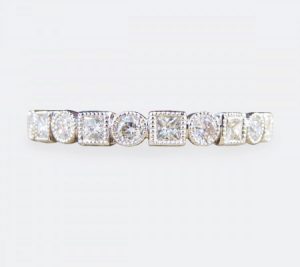 Brilliant and Princess-Cut Full Eternity Diamond Ring, 0.80 carat total