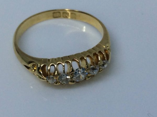 Antique Victorian Old Cut Diamond Five Stone Ring, 18ct Yellow Gold
