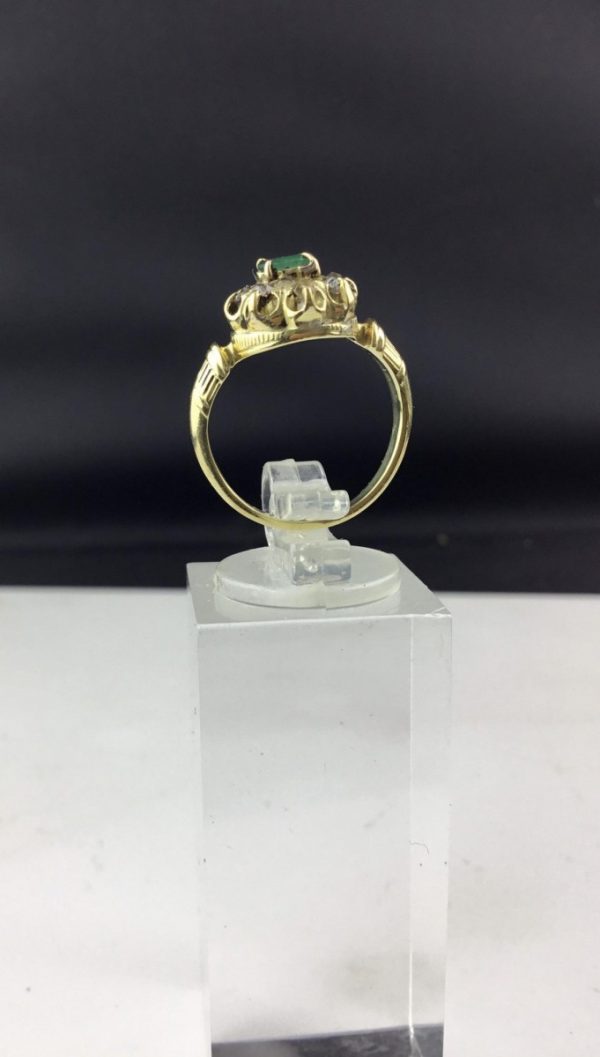 Antique Victorian Emerald and Diamond Gold Crown Mount Ring