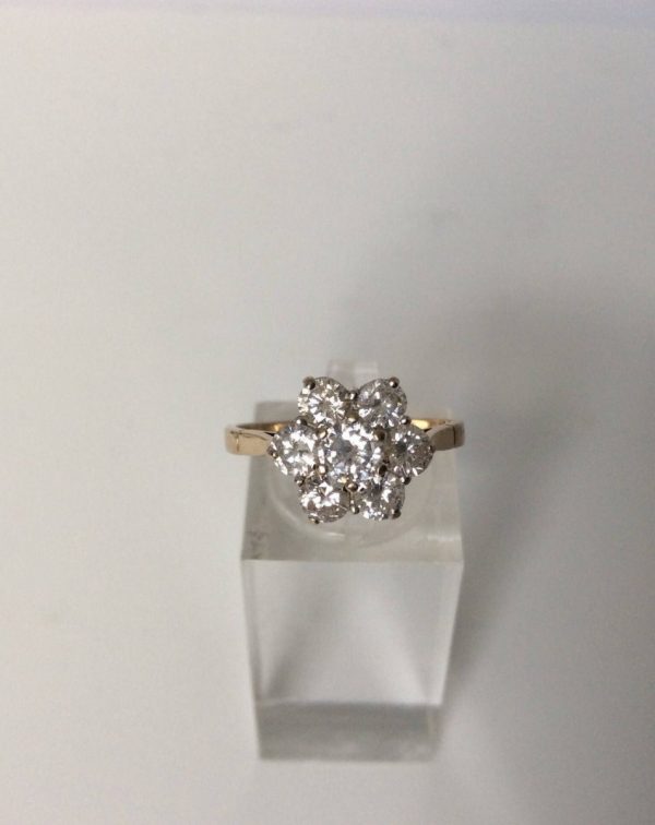 Vintage Diamond Daisy Cluster Ring, 1.53 Carats