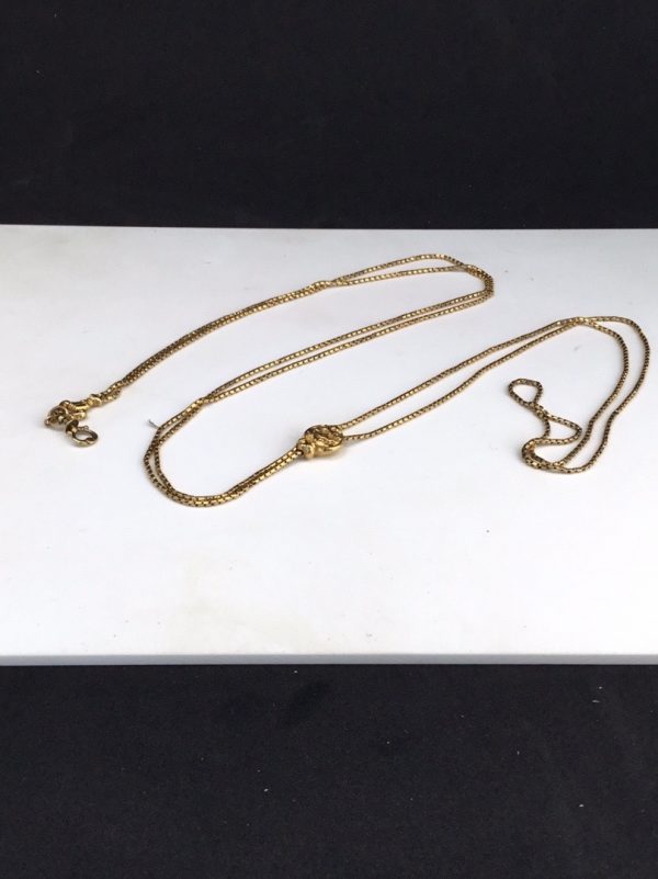 Antique Georgian Long “Bootlace” Box Link Chain Necklace in High Carat Gold