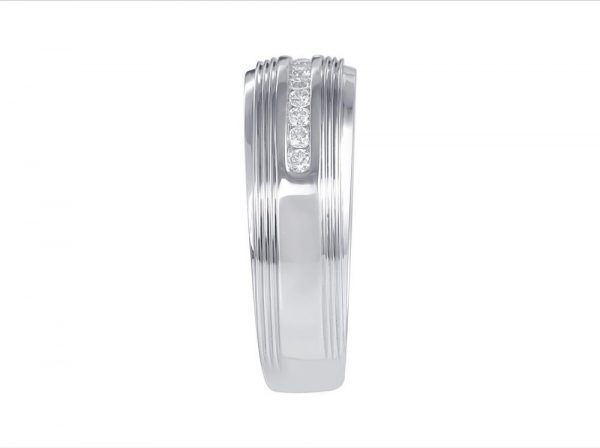 Men's Diamond Set Wedding Band Ring, 0.23cts, 18ct White Gold