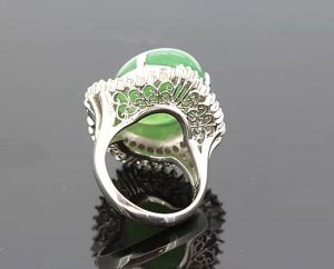 Jade and Diamond Cluster Cocktail Dress Ring, 16.87 carat total