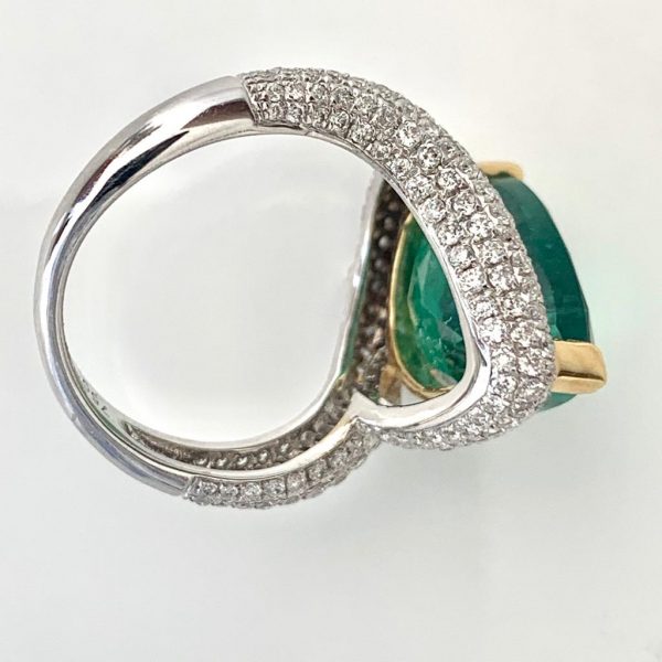 Fine 7.04ct Emerald and Diamond Cluster Ring in 18ct White Gold