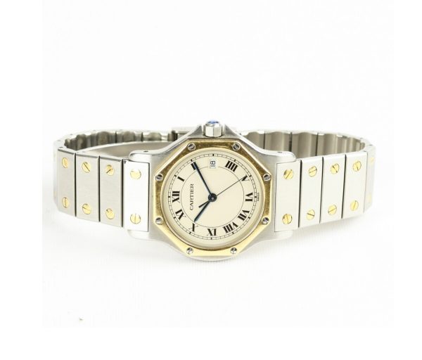 Vintage Cartier Santos Stainless Steel and Gold Bracelet Watch, 29mm