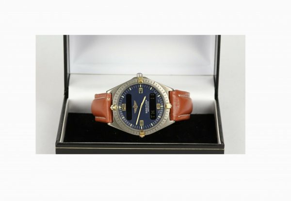 Breitling Aerospace Multi Function Titanium Gentleman's Wrist Watch, circular 40mm titanium case, quartz movement. On a Breitling brown leather strap