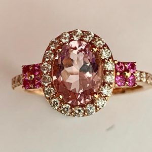 1.28ct Brazilian Morganite and Diamond 18ct Rose Gold Cluster Ring