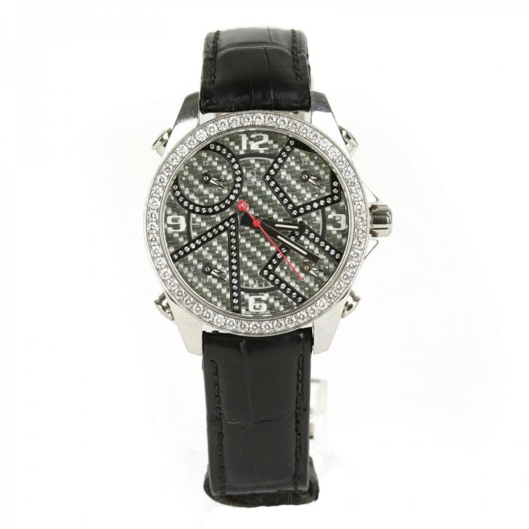 Jacobs and Co Five Time Zones Carbon Fibre Diamond Set Watch, 40mm