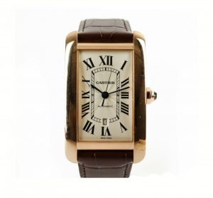 Cartier Tank Americaine XL Automatic 18ct Rose Gold Gents Watch, rectangular 18ct case, automatic self-winding movement, Cartier leather strap, Box, papers