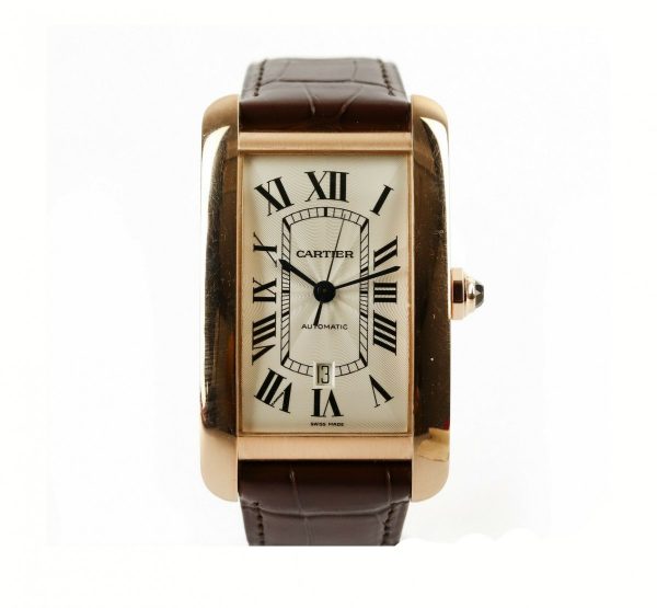 Cartier Tank Americaine XL Automatic 18ct Rose Gold Gents Watch, rectangular 18ct case, automatic self-winding movement, Cartier leather strap, Box, papers