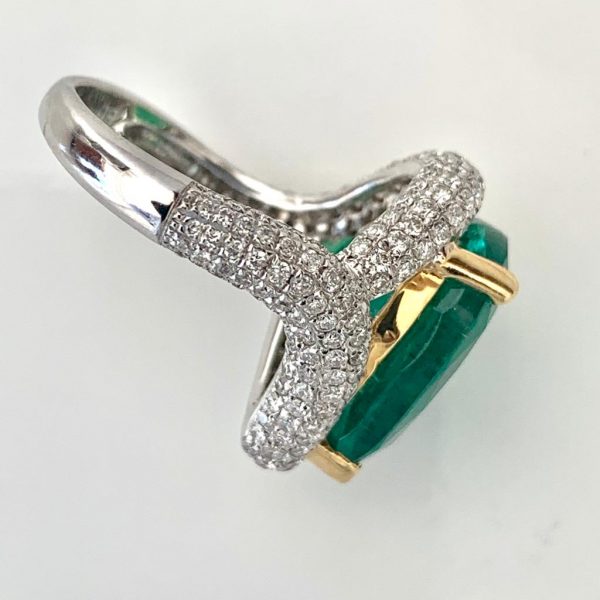 Fine 7.04ct Emerald and Diamond Cluster Ring in 18ct White Gold