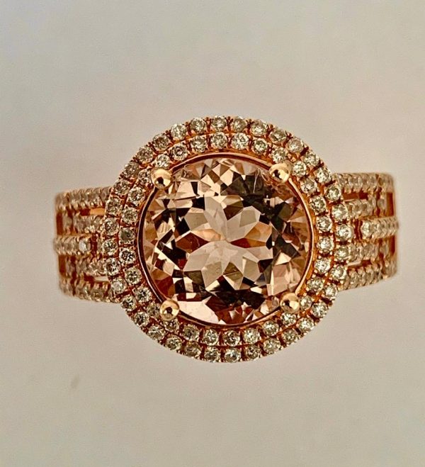 Fine 2.35ct Brazilian Morganite 18ct Rose Gold Dress Ring