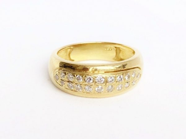 Double Row Brilliant Cut Diamond Dress Ring, 18ct Yellow Gold