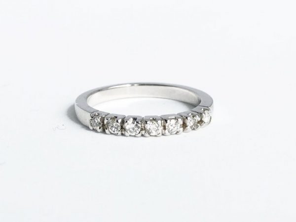 Seven Stone Half Eternity Diamond Ring, White Gold