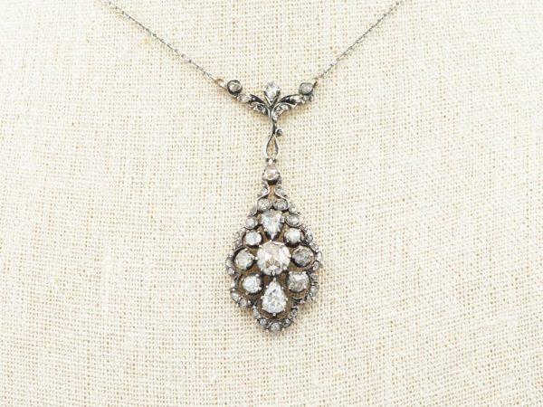 Antique Rose Cut Diamond Pendant set in Silver