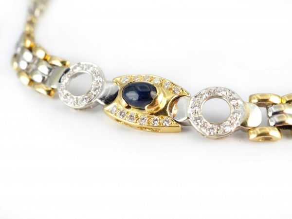 Cabochon Sapphire and Diamond Bracelet, 18ct Yellow and White Gold