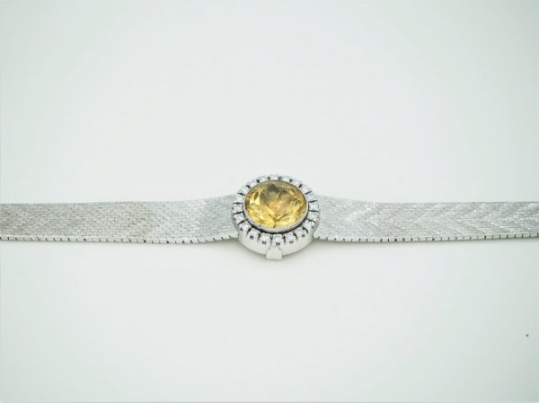 Vintage 5.00ct Citrine and Diamond White Gold Bracelet, Circa 1960