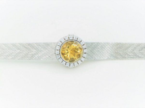 Vintage 5.00ct Citrine and Diamond White Gold Bracelet, Circa 1960