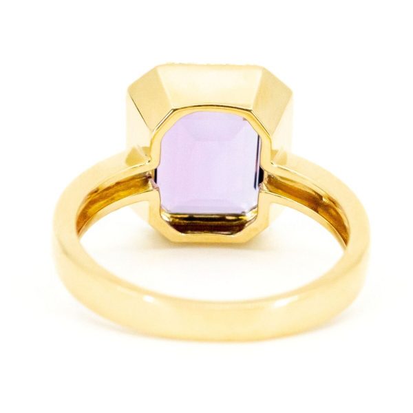 Amethyst And Diamond Cluster Gold Ring