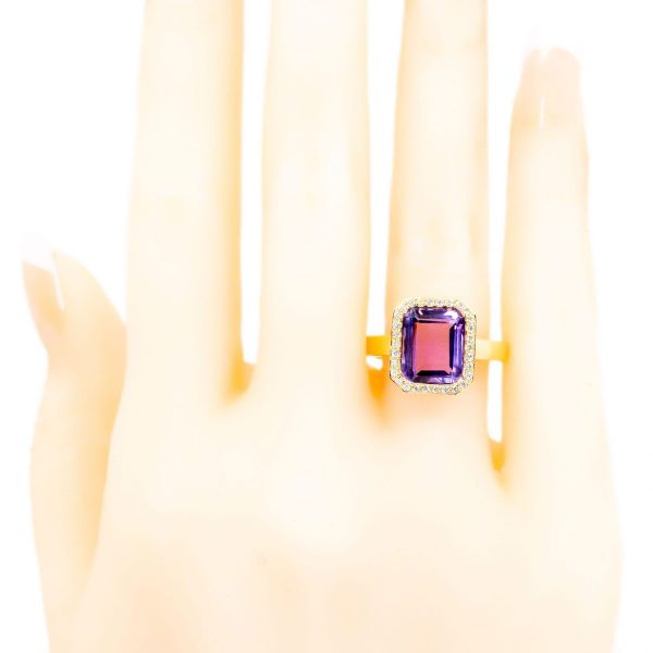 Amethyst And Diamond Cluster Gold Ring