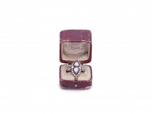Antique Double Rose Cut Diamond Ring, Marquise Shape