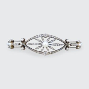 Antique Victorian Diamond and Pearl Panel Bracelet