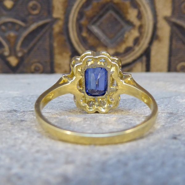 Art Deco Style 1.60ct Sapphire and Diamond Ring, 18ct Gold