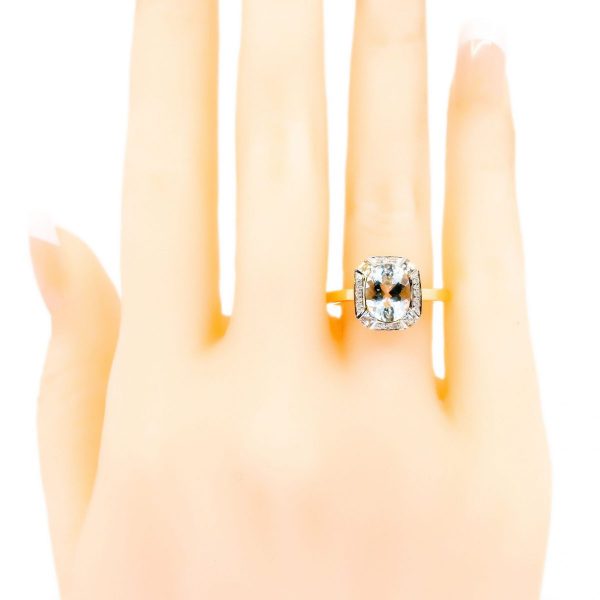 Art Deco Style Aquamarine Diamond Cluster Ring