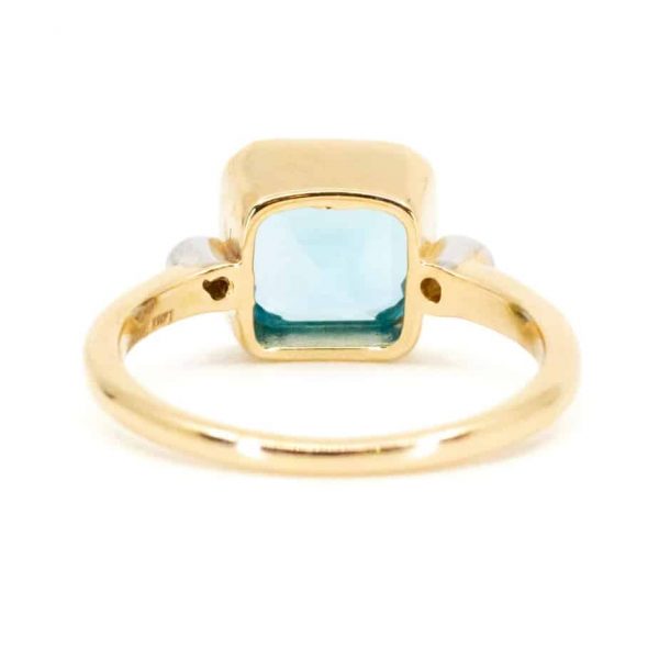 Art Deco Style Blue Topaz and Diamond Ring