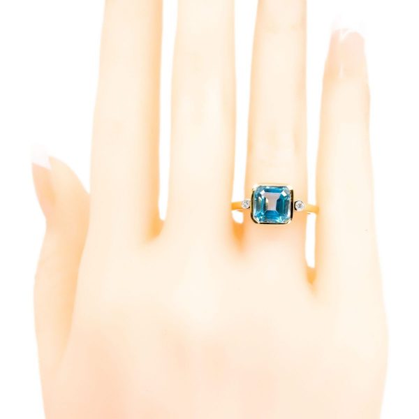 Art Deco Style Blue Topaz and Diamond Ring