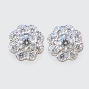 Daisy Cluster 1.30ct Diamond Earrings in 18ct White and Yellow Gold