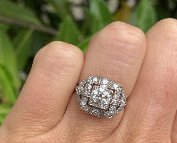 Art Deco Square Diamond Dress Engagement Ring