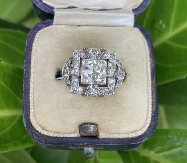 Art Deco Square Diamond Dress Engagement Ring