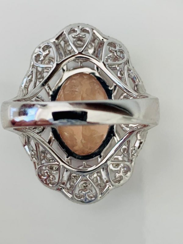 Fine 9.22ct Morganite and Diamond Dress Ring in 18ct White Gold