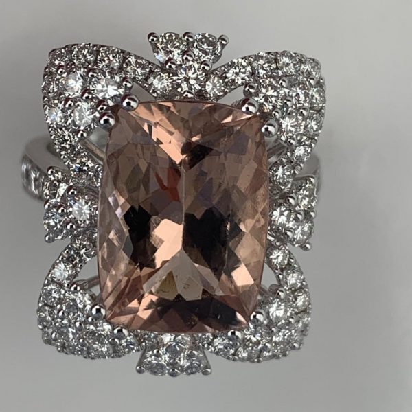Morganite and Diamond Dress Ring in 18ct White Gold, 5.94cts