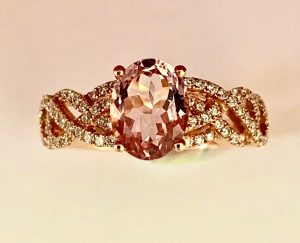 1.24ct Morganite and Diamond Engagement Ring in 18ct Rose Gold