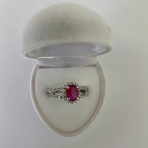 1.11ct No Heat Burma Ruby and Diamond Engagement Ring, 18ct White Gold