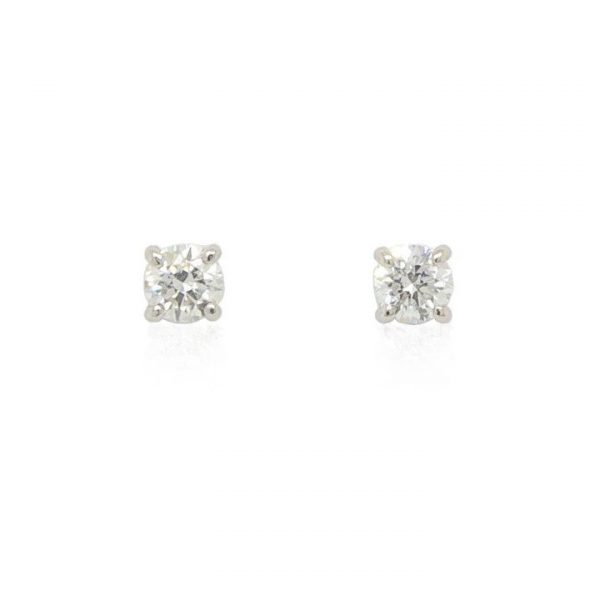Pair of 0.50ct Diamond and 18ct White Gold Single Stone Stud Earrings; Diamonds: combined weight 0.50 carats, assessed as F/G in colour and VS in clarity.