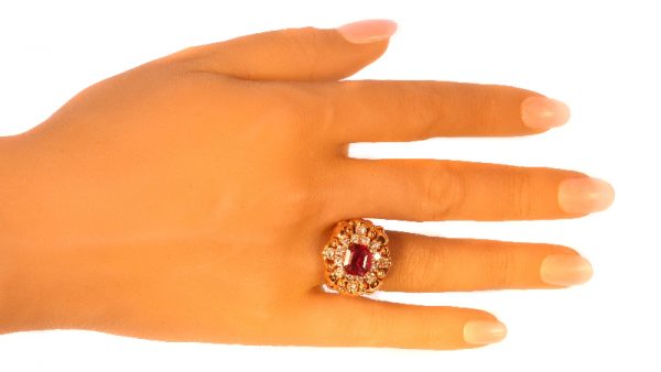 Vintage Fifties Wolfers Ruby and Diamond Ring, 3.40ct total