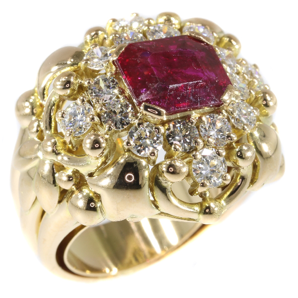 Vintage Fifties Wolfers Ruby and Diamond Ring, 3.40ct total - Jewellery ...