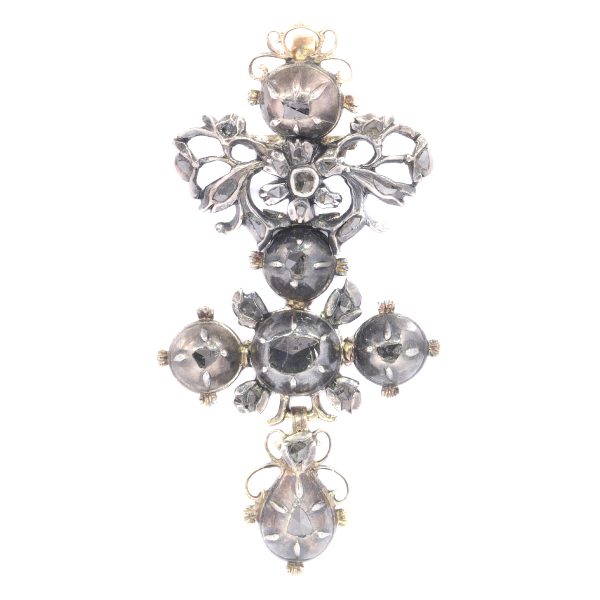Antique 18th Century Baroque Diamond Cross Pendant