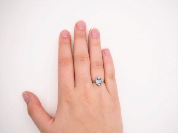Aquamarine and Brilliant Cut Diamond White Gold Ring
