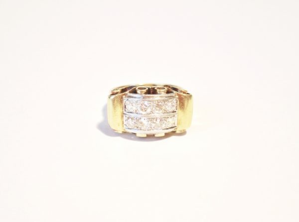 Vintage Fifties Two Row Diamond Gold Ring