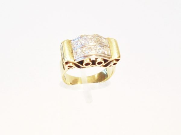 Vintage Fifties Two Row Diamond Gold Ring