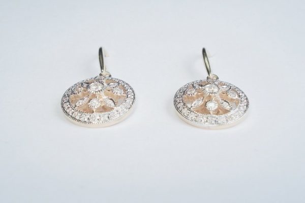 Art Deco Style Brilliant Cut Diamond Earrings