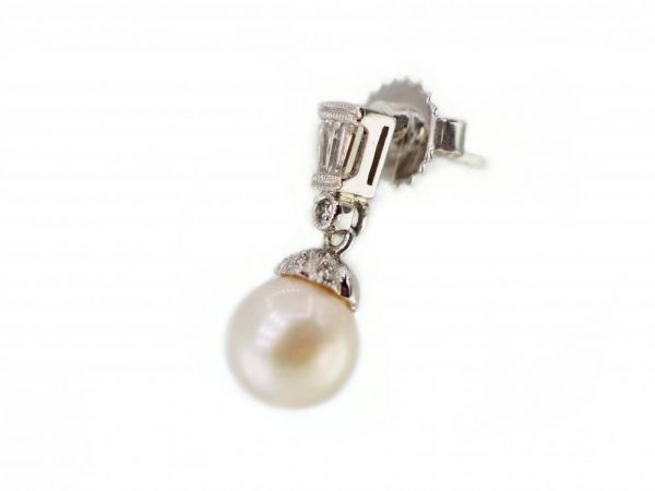 Pearl and Diamond White Gold Earrings