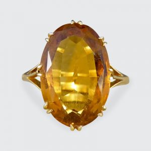 Antique Edwardian Citrine 18ct Gold Ring