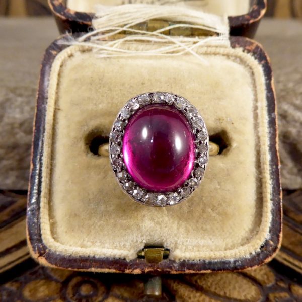 Antique Edwardian Synthetic Ruby and Diamond Cluster Ring