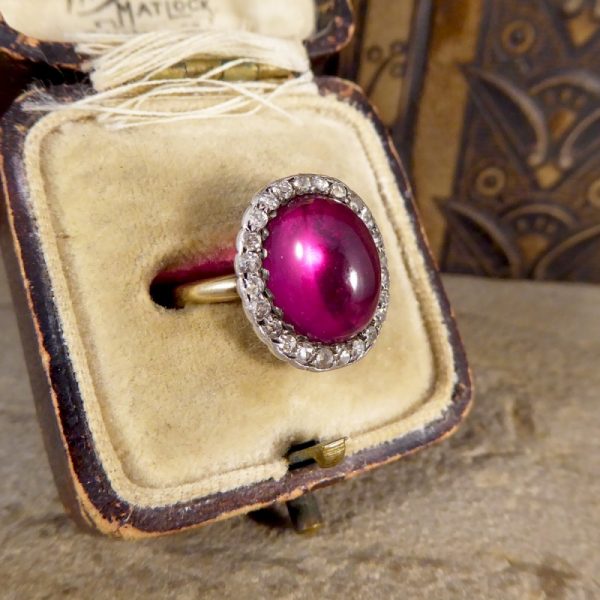 Antique Edwardian Synthetic Ruby and Diamond Cluster Ring